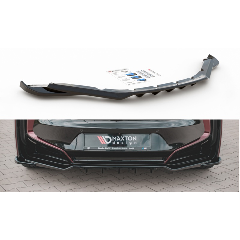 CENTRAL REAR SPLITTER (WITH VERTICAL BARS) BMW I8 GLOSS BLACK