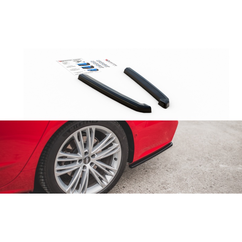 REAR SIDE SPLITTERS AUDI S7 C8 S-LINE (set for Maxton valance) GLOSS BLACK