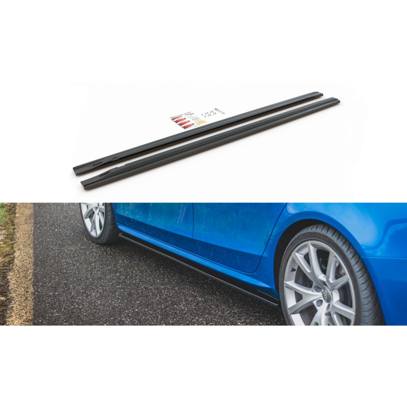 SIDE SKIRTS DIFFUSERS AUDI S4 / A4 / A4 S-LINE B8 / B8 FL GLOSS BLACK