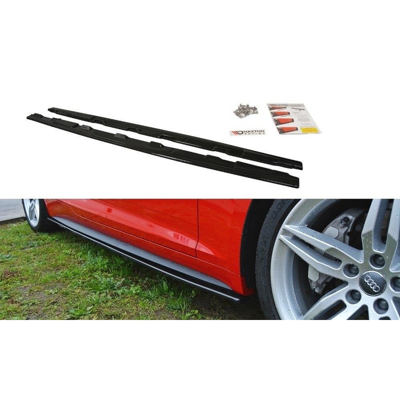 SIDE SKIRTS DIFFUSERS AUDI S5 / A5 S-LINE F5 COUPE GLOSS BLACK