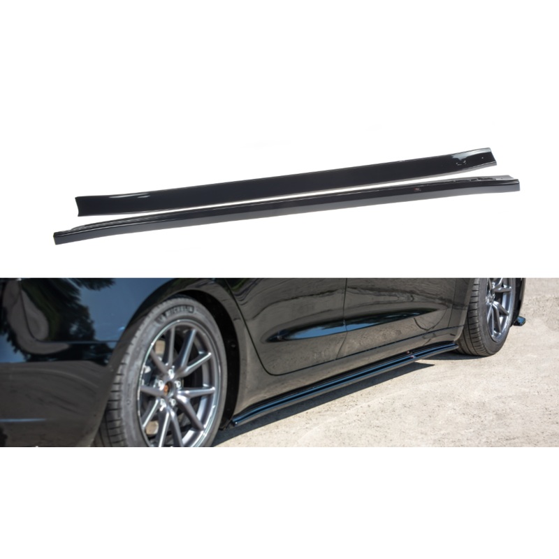SIDE SKIRTS DIFFUSERS TESLA MODEL 3 GLOSS BLACK