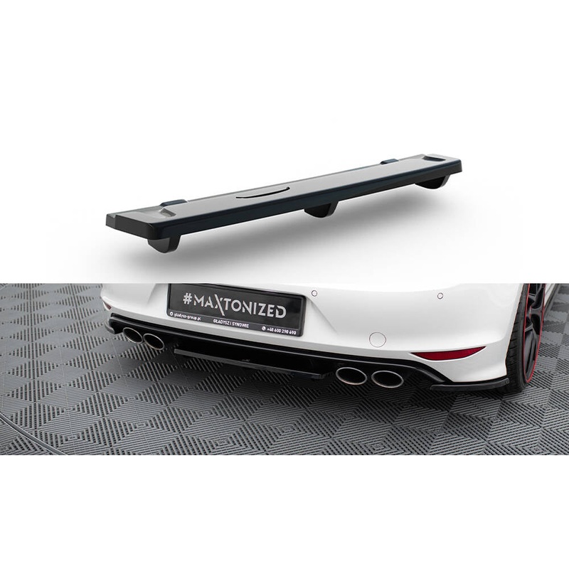 CENTRAL REAR SPLITTER VW GOLF VII R (WITH VERTICAL BARS) GLOSS BLACK