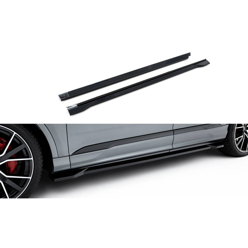 Side Skirts Diffusers Audi Q7 S-Line / SQ7 Mk2 Facelift 2 GLOSS BLACK