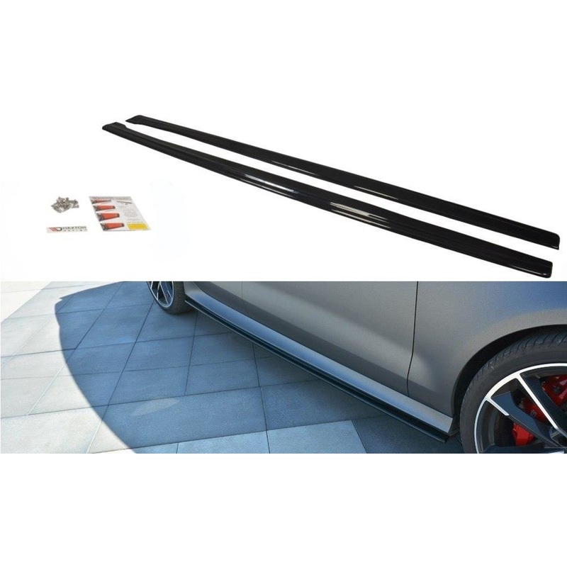 SIDE SKIRTS DIFFUSERS AUDI RS7 C7 FL GLOSS BLACK