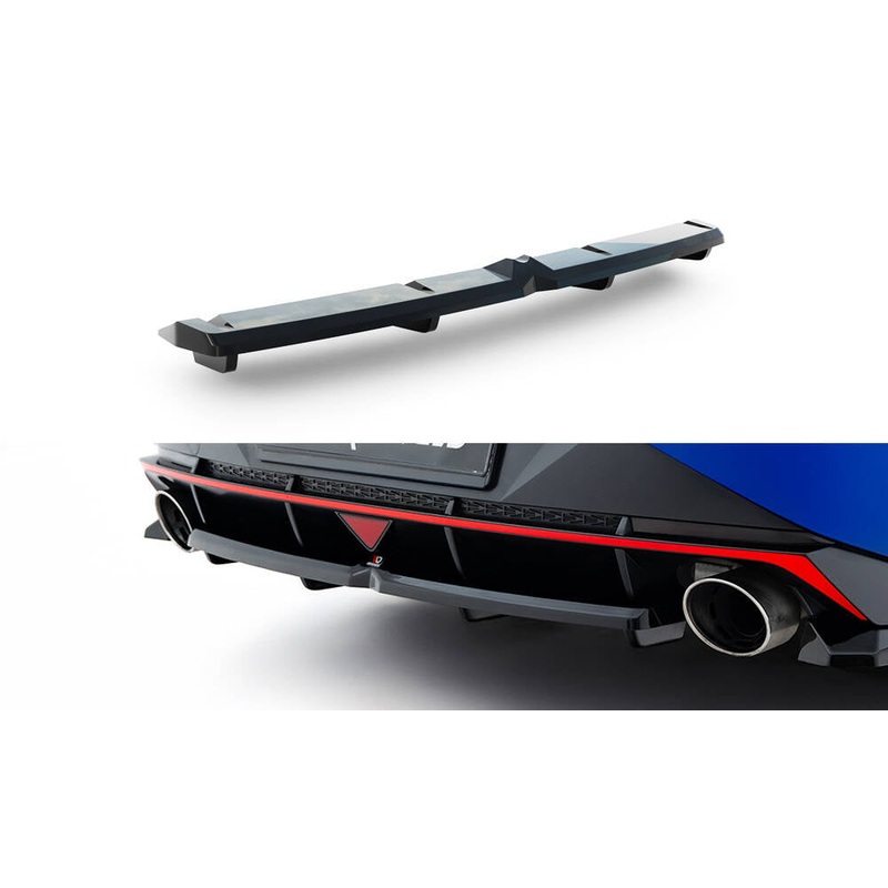 Central Rear Splitter (with vertical bars) Hyundai Elantra N Mk7 GLOSS BLACK