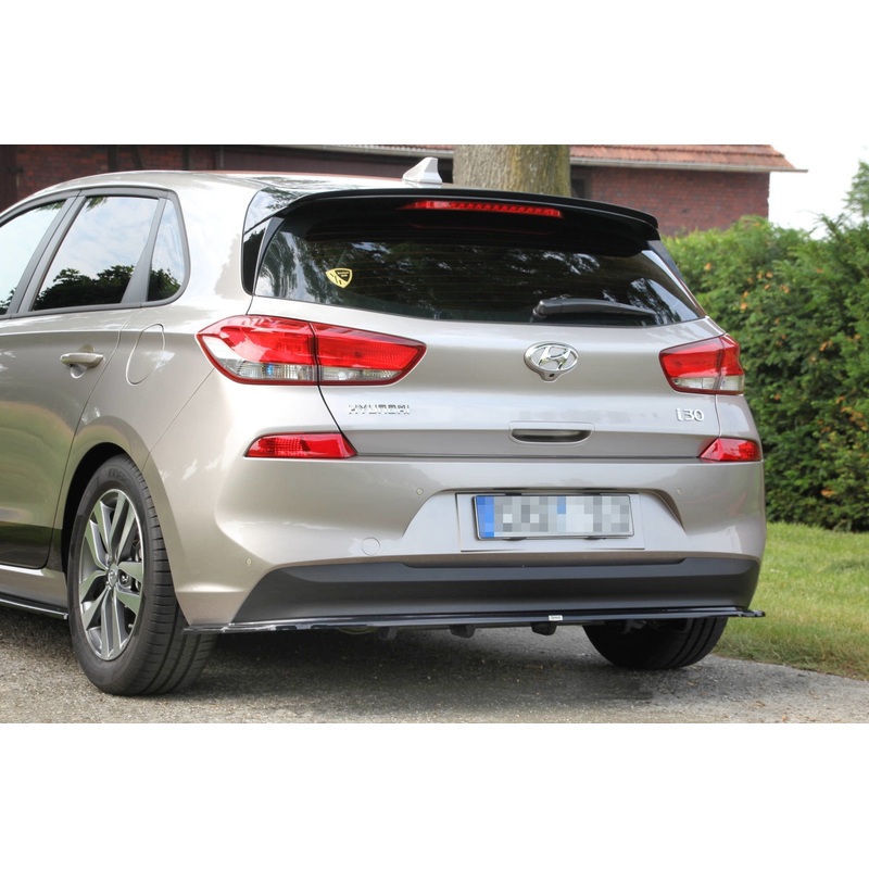Rear Splitter (WITH VERTICAL BARS) HYUNDAI I30 MK3 HATCHBACK GLOSS BLACK
