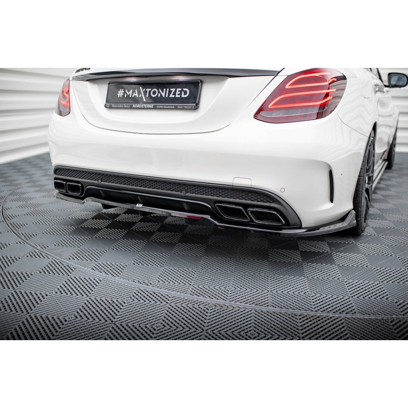 Rear Splitter (with vertical bars) Mercedes-AMG C63 Sedan / Estate W205 / S205 GLOSS BLACK