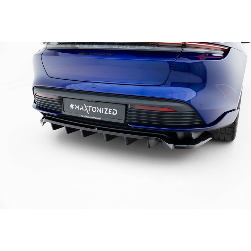 Rear Splitter (with vertical bars) Porsche Taycan Turbo S Mk1 GLOSS BLACK