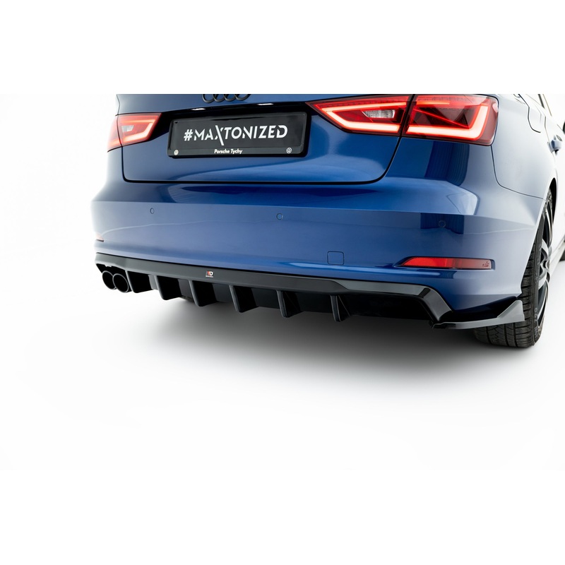 Rear Valance Audi A3 Sedan 8V (Version with dual exhaust tips on one side) GLOSS BLACK