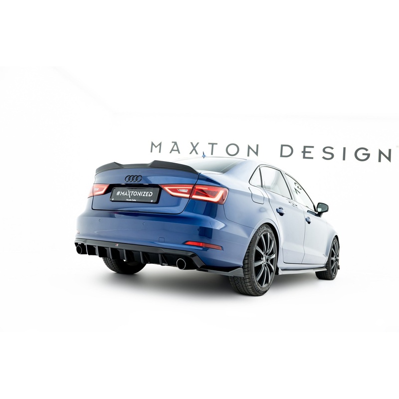 Rear Valance Audi A3 Sedan 8V (Version with single exhaust tips on both sides) GLOSS BLACK