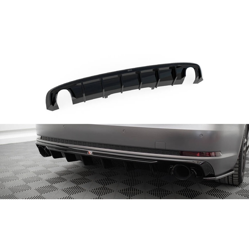 Rear Valance Audi A4 S-line B9 (Version with single exhaust tips on both sides) GLOSS BLACK