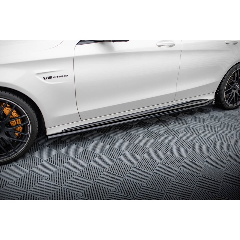 Side Skirts Diffusers V.2 Mercedes-AMG C63 Sedan / Estate W205 / S205 GLOSS BLACK