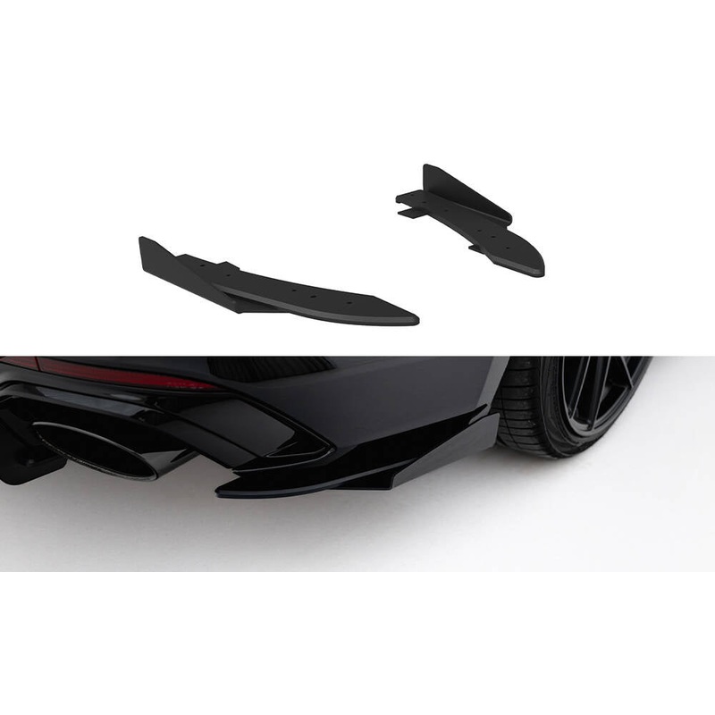 Street Pro Rear Side Splitters + Flaps Audi RS5 Sportback F5 BLACK + GLOSS FLAPS