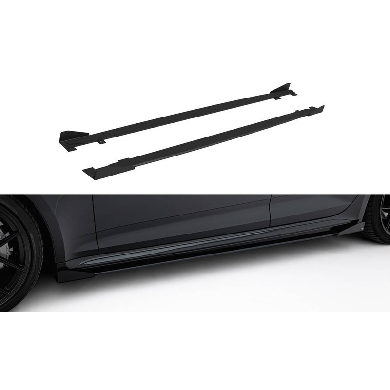 Street Pro Side Skirts Diffusers + Flaps Audi RS5 Sportback F5 BLACK + GLOSS FLAPS
