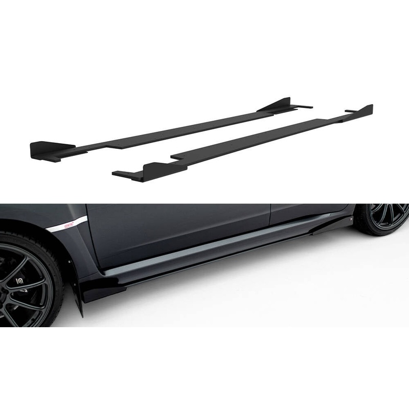 Street Pro Side Skirts Diffusers + Flaps Subaru Impreza WRX STI Mk3 Facelift BLACK + GLOSS FLAPS