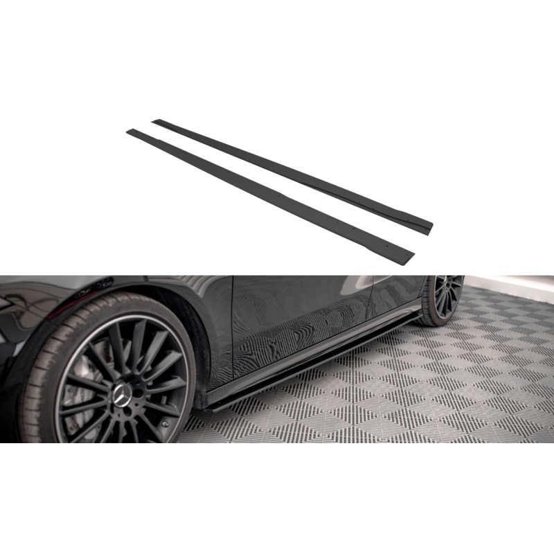 Street Pro Side Skirts Diffusers Mercedes A35 AMG / AMG-Line Aero Pack W177 BLACK